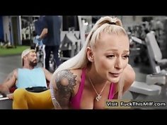Gym influencer elana is focused on her routine when she notices joey staring at her attentively during her workout.kmgfox
