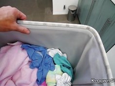 Hairy cunt gf banged in laundry room